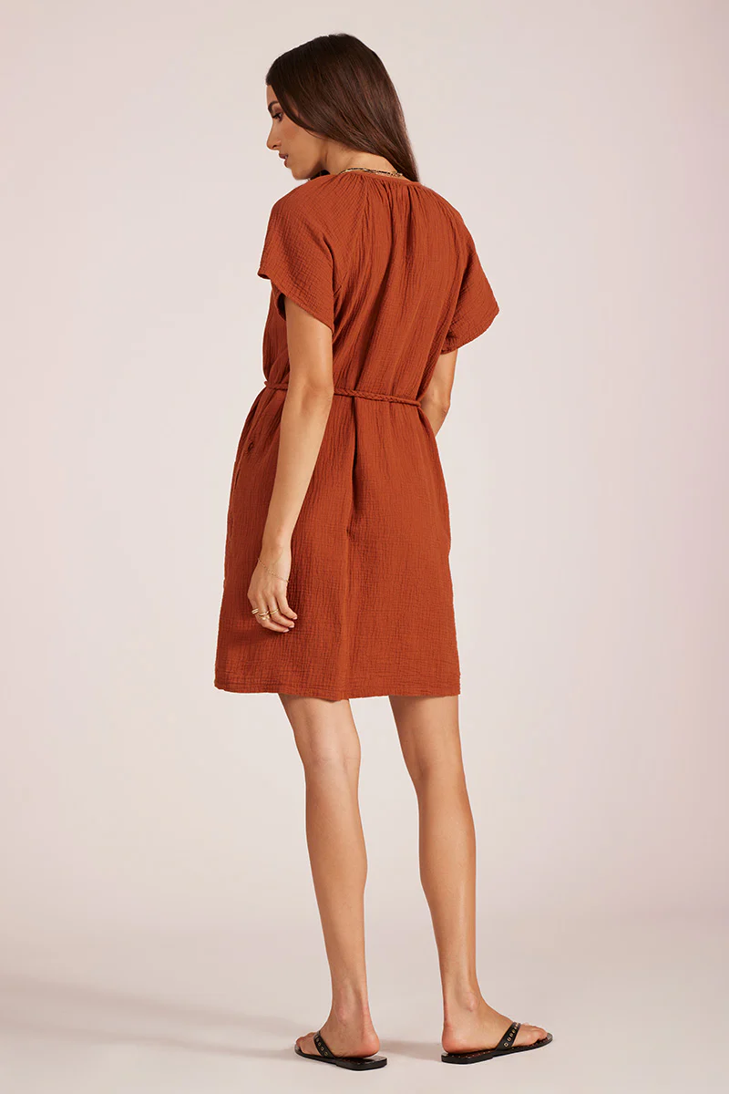 BUTTON FRONT BELTED MINI DRESS - Image 3