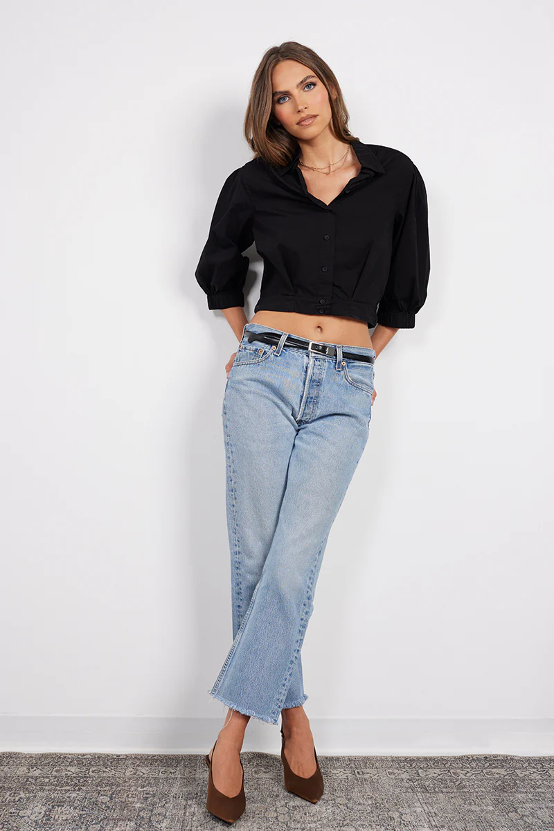 CROP BUTTON FRONT PUFF SLEEVE - Image 2