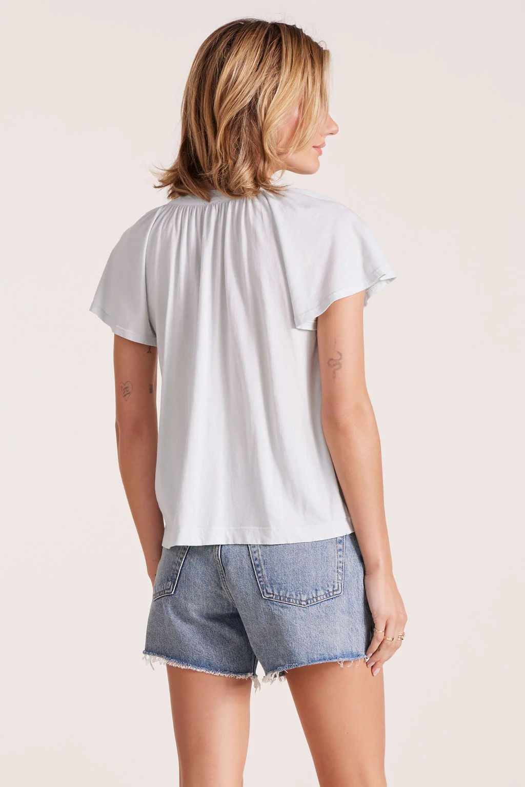 SPLIT NECK FLUTTER SLEEVE TEE - Image 4