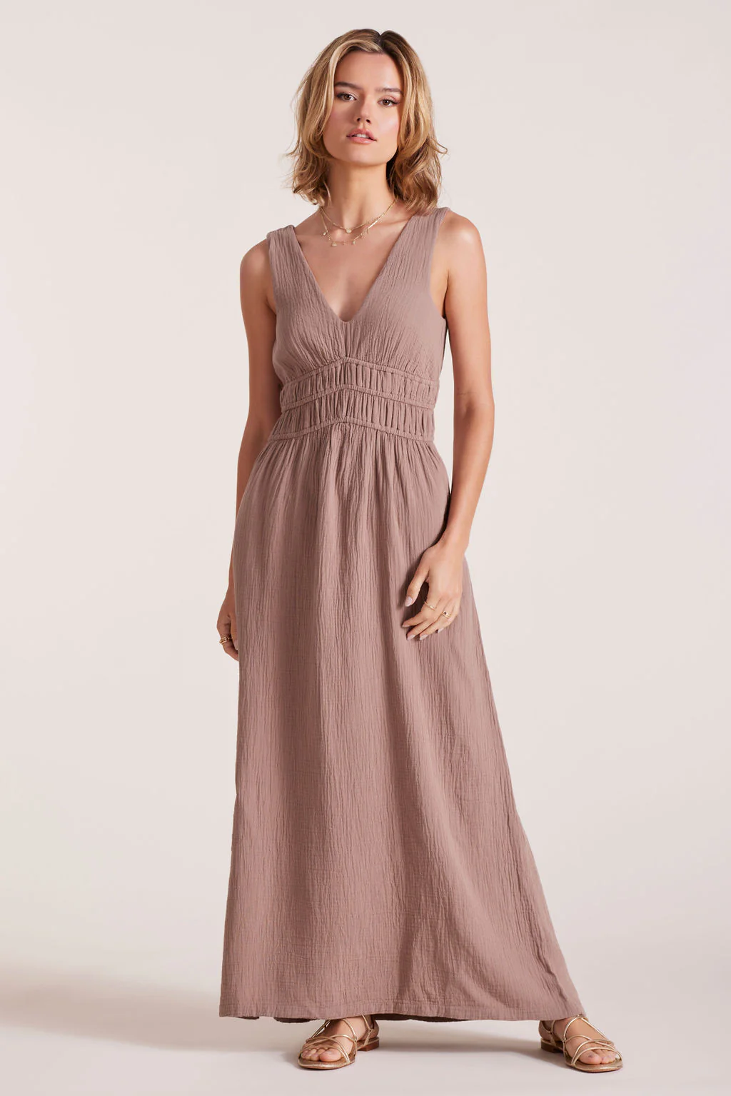 VNECK SMOCKED TANK DRESS - Image 2