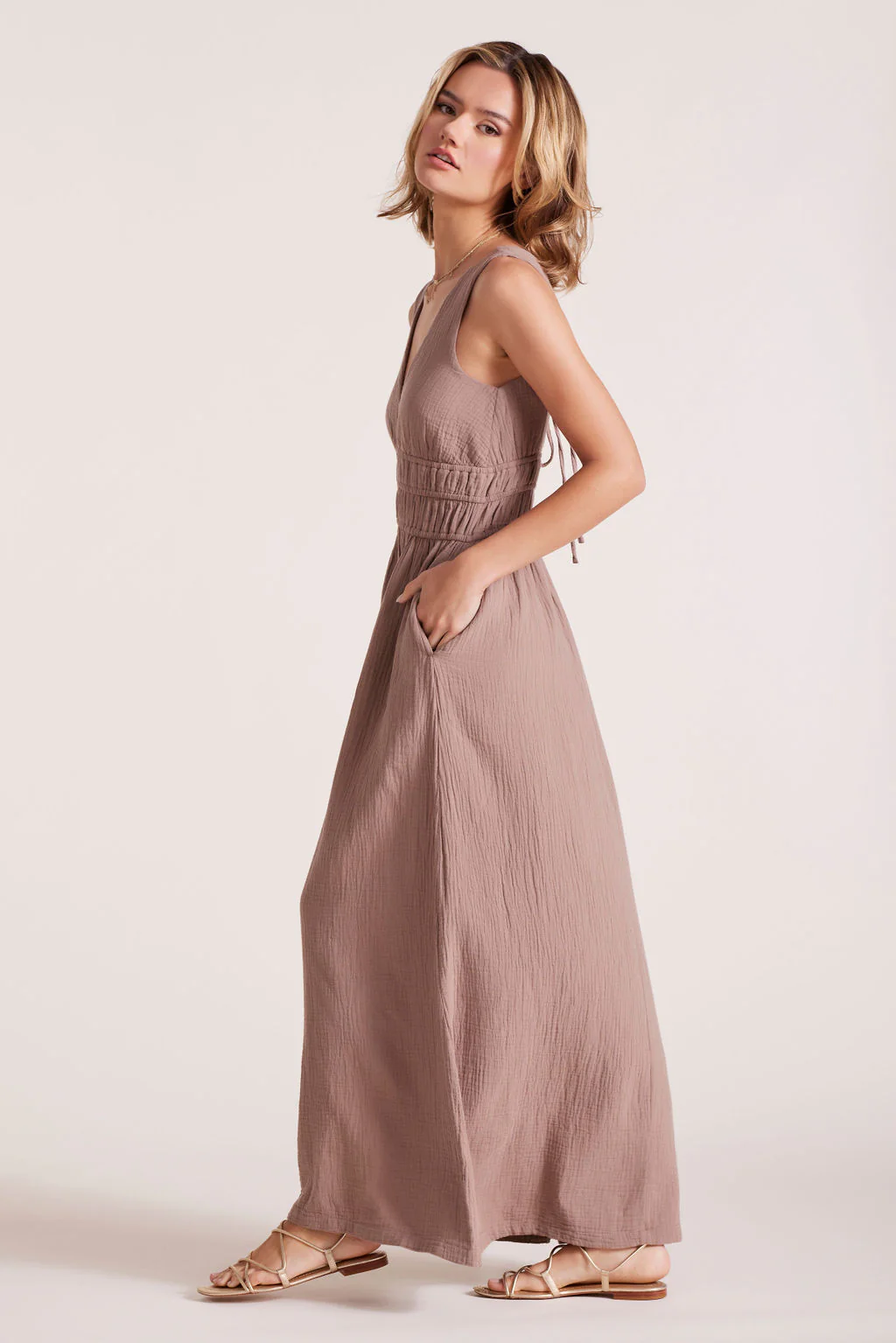 VNECK SMOCKED TANK DRESS - Image 3