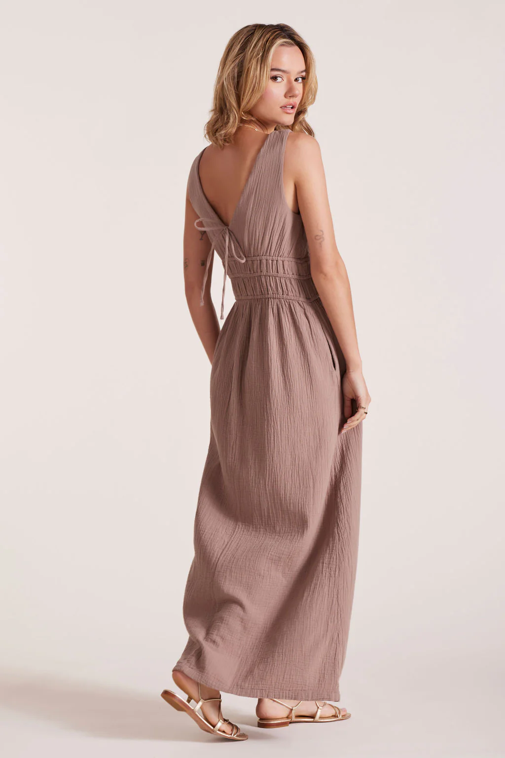 VNECK SMOCKED TANK DRESS - Image 4