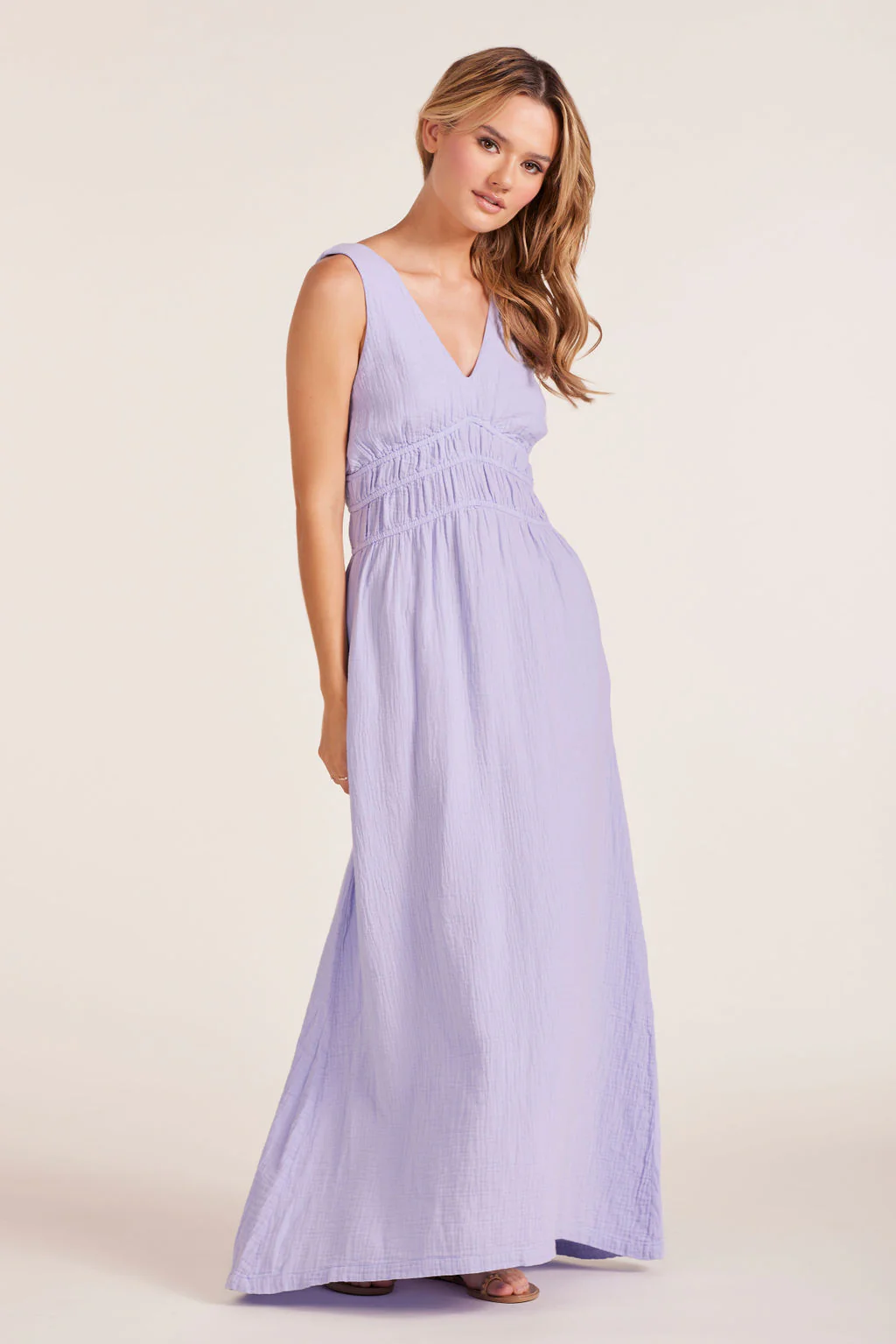 VNECK SMOCKED TANK DRESS - Image 3